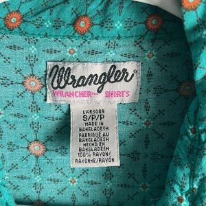Wrangler Wrancher long sleeve button down pearl snap western shirt sz Small